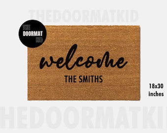 Family Last Name Personalized Doormat - Welcome Mat - Porch Decor, Housewarming Gifts, Custom Gifts, Holiday Gifts, Name Custom Doormat