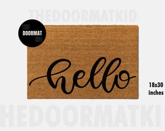 Hello Doormat - Welcome Mat - Porch Decor, Housewarming Gifts, Custom Gifts, Holiday Gifts, Hello Custom Doormat