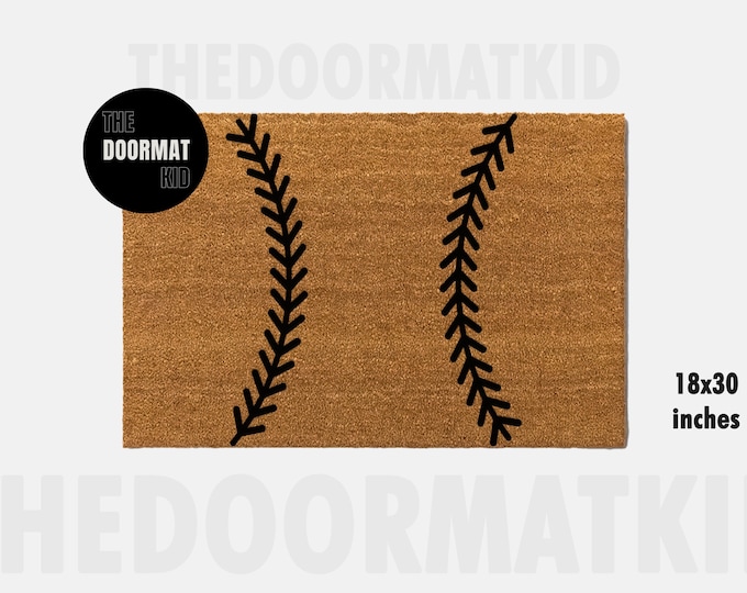 Baseball Seams Doormat - Welcome Mat - Porch Decor, Housewarming Gifts, Custom Gifts, Holiday Gifts, Baseball Seams Custom Doormat