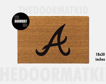 Braves Baseball Doormat – Natural Coir Welcome Mat (18x30 inches)