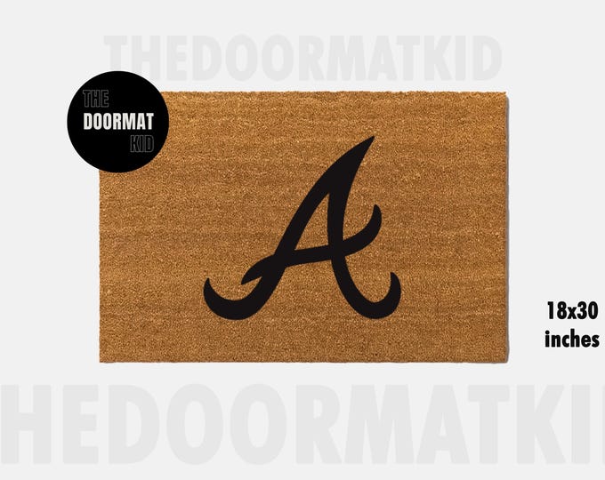 Braves Baseball Doormat – Natural Coir Welcome Mat (18x30 inches)