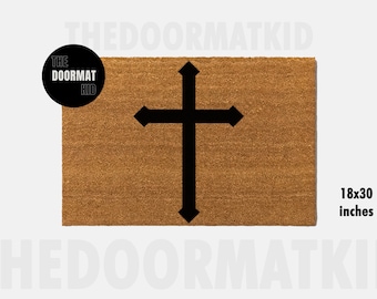 Cross Doormat - Welcome Mat - Porch Decor, Housewarming Gifts, Custom Gifts, Holiday Gifts, Cross Custom Doormat