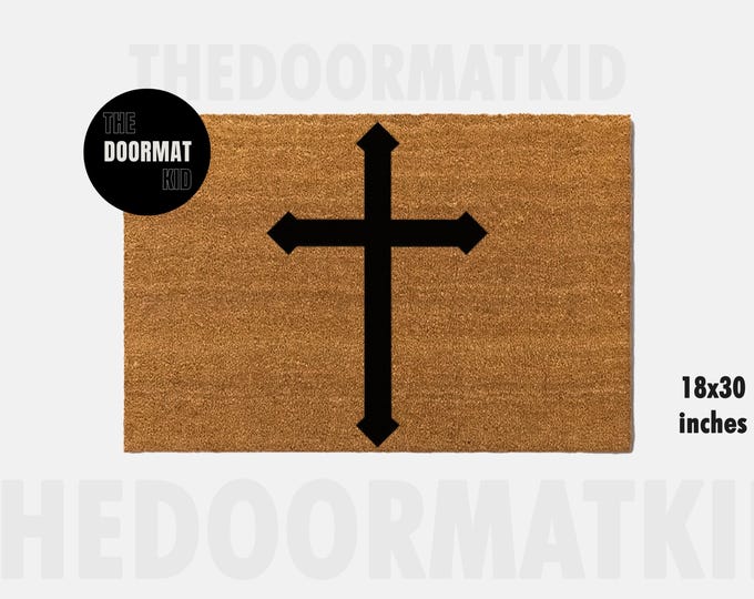 Cross Doormat - Welcome Mat - Porch Decor, Housewarming Gifts, Custom Gifts, Holiday Gifts, Cross Custom Doormat