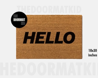 Hello Doormat - Welcome Mat - Porch Decor, Housewarming Gifts, Custom Gifts, Holiday Gifts, Hello Custom Doormat