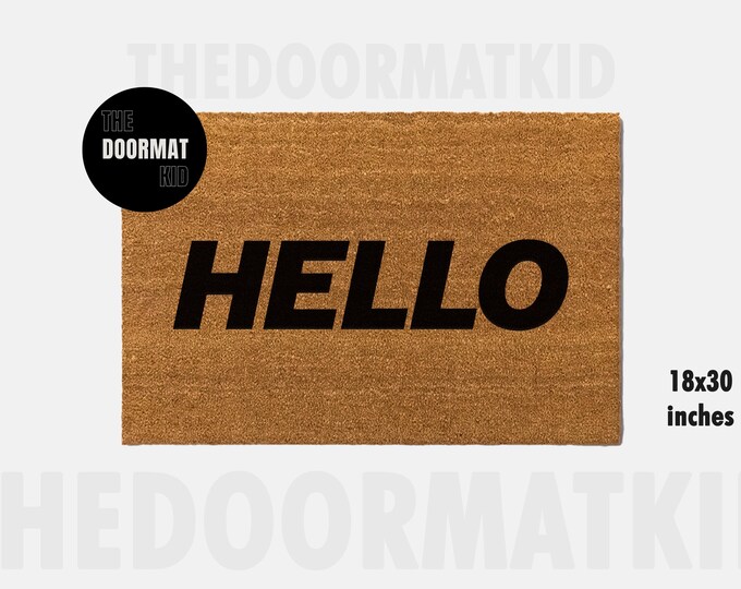 Hello Doormat - Welcome Mat - Porch Decor, Housewarming Gifts, Custom Gifts, Holiday Gifts, Hello Custom Doormat