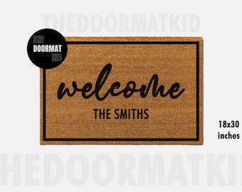 Family Last Name Personalized Doormat - Welcome Mat - Porch Decor, Housewarming Gifts, Custom Gifts, Holiday Gifts, Family Last Name Doormat