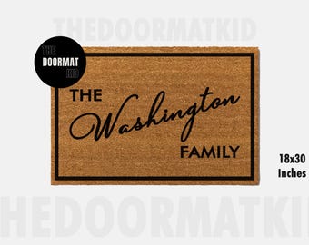 Family Last Name Personalized Doormat - Welcome Mat - Porch Decor, Housewarming Gifts, Custom Gifts, Holiday Gifts, Family Last Name Doormat