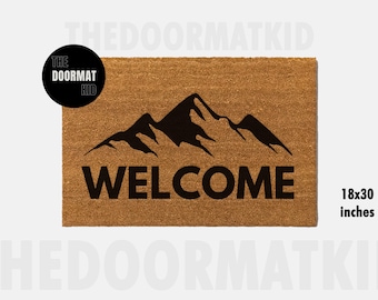 Welcome Mountain Doormat - Welcome Mat - Porch Decor, Housewarming Gifts, Custom Gifts, Holiday Gifts, Welcome Mountain Custom Doormat