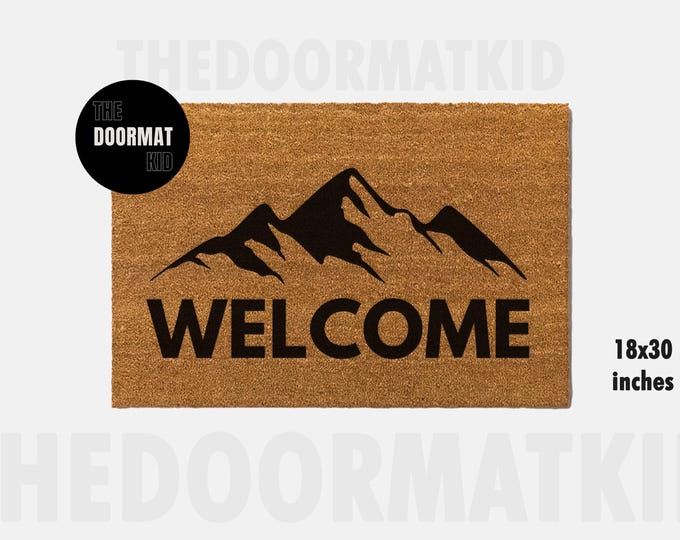 Welcome Mountain Doormat - Welcome Mat - Porch Decor, Housewarming Gifts, Custom Gifts, Holiday Gifts, Welcome Mountain Custom Doormat