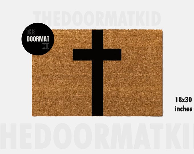 Cross Doormat - Welcome Mat - Porch Decor, Housewarming Gifts, Custom Gifts, Holiday Gifts, Cross Custom Doormat