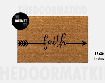 Faith Arrow Doormat - Welcome Mat - Porch Decor, Housewarming Gifts, Custom Gifts, Holiday Gifts, Faith ArrowCustom Doormat