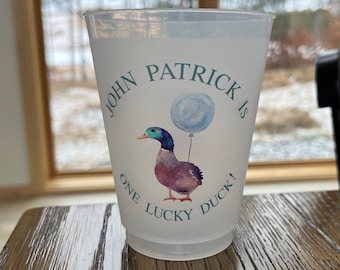 16 oz Personalized Frost Flex cups, Weddings, Party Favors, Stadium, Party, Custom, wedding crest, birthday, one lucky duck, first birthday