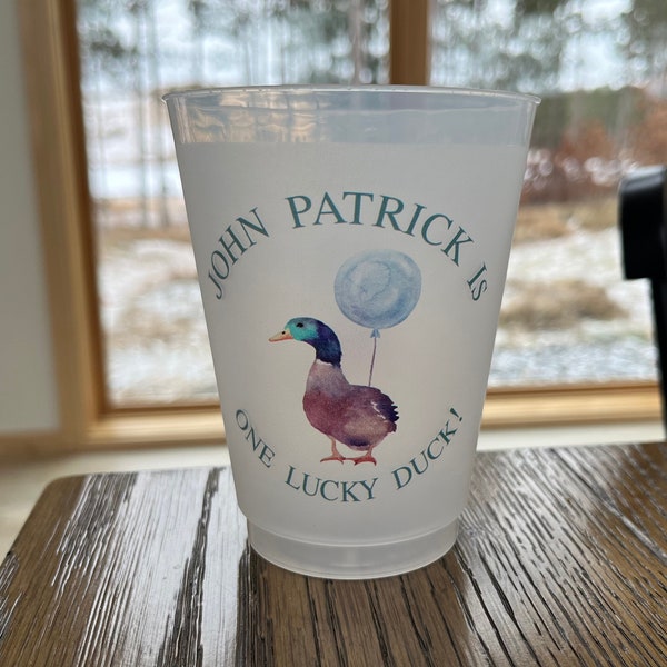 16 oz Personalized Frost Flex cups, Weddings, Party Favors, Stadium, Party, Custom, wedding crest, birthday, one lucky duck, first birthday
