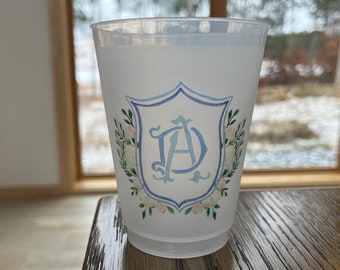 16 oz Personalized Frost Flex cups, Weddings, Party Favors, Stadium, Party, Custom, wedding crest, bachelorette, getaway trip, cocktail