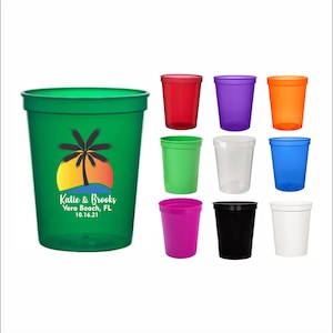 Beach wedding, beach party, 16oz Personalized Wedding Cups, Party Favors, Stadium Cups, Party, bachelorette, getaway trip, lake, pool, boat