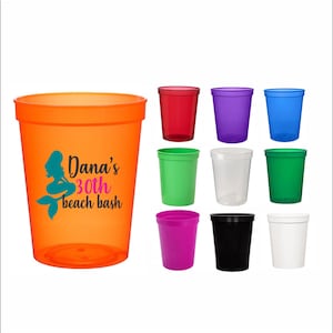 16 oz Personalized Wedding Cups, Party Favors, Stadium Cups, Party Cups, Custom Cups, bachelorette, getaway trip, beach, mermaid birthday
