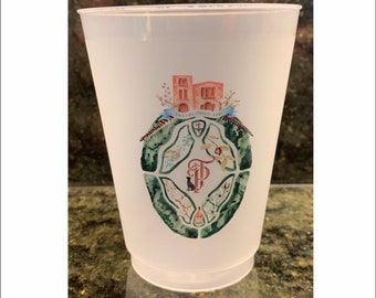 16 oz Personalized Frost Flex cups, Weddings, Party Favors, Stadium, Party, Custom, wedding crest, bachelorette, getaway trip, cocktail
