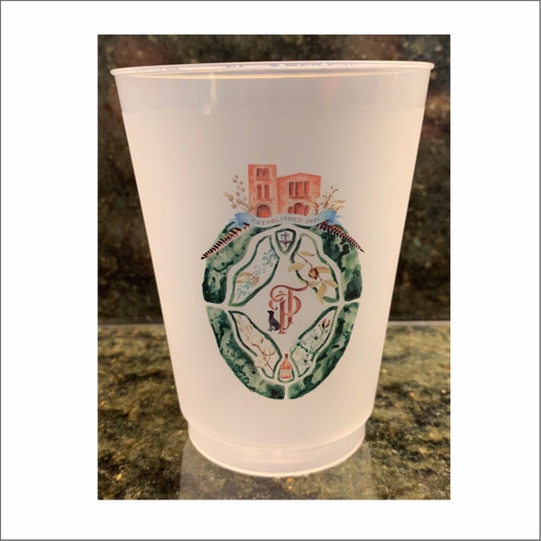 16 oz Personalized Frost Flex cups, Weddings, Party Favors, Stadium, Party, Custom, wedding crest, bachelorette, getaway trip, cocktail