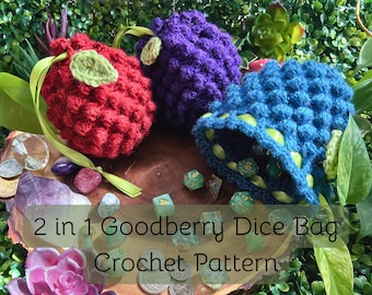 Crochet Pattern: 2 in 1 Goodberry Dice Bag ~ Trinket Pouch ~ DnD, LARP, Cosplay Accessory ~ PDF Download