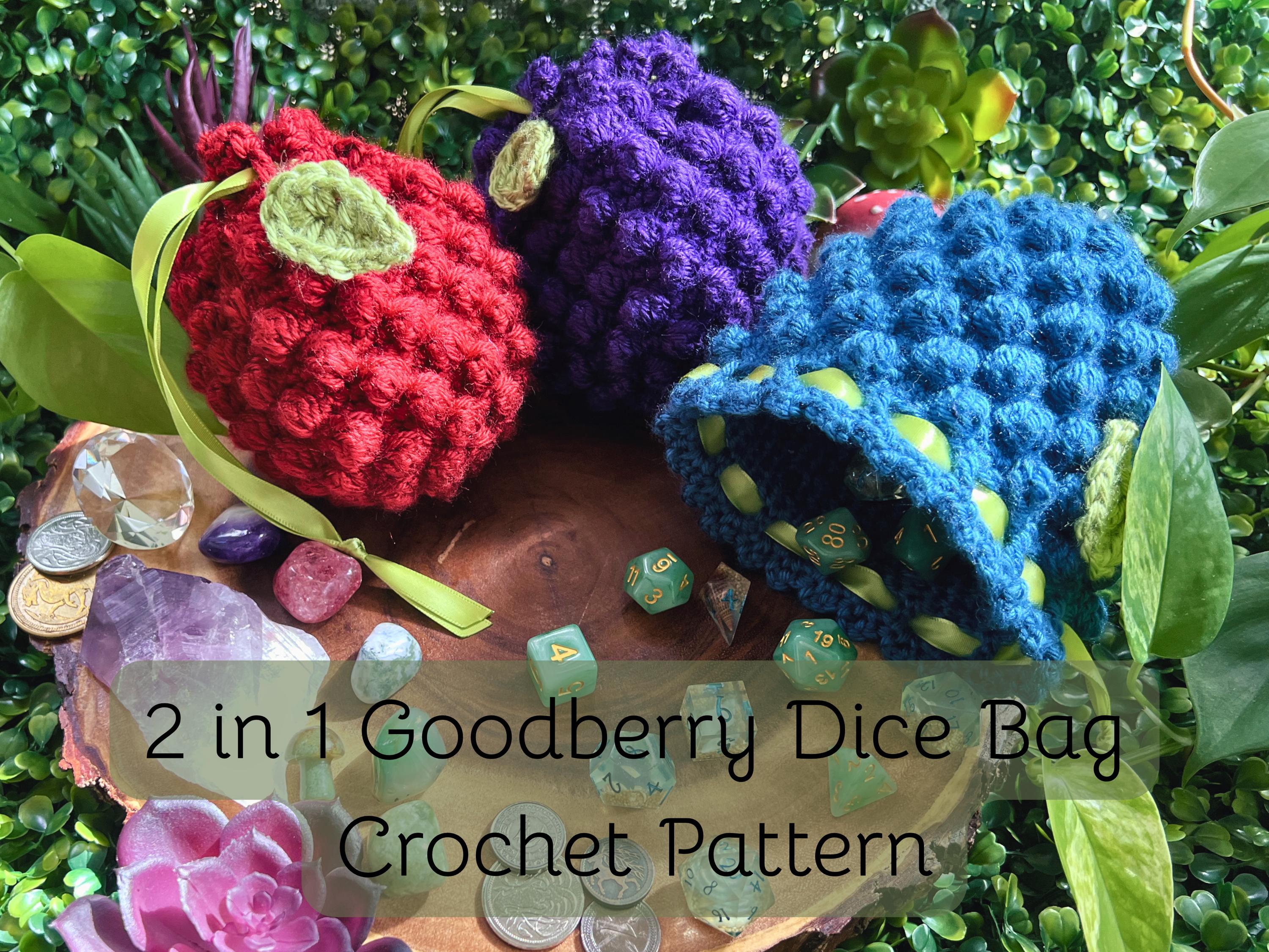 30 DnD Crochet Patterns for Dice Bags, Plushies, and Tabletop Gifts 25 Goodberry Dice Bag and Trinket Pouch Crochet Pattern