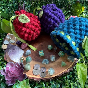 Goodberry Dice Bag, Made to Order, Druid Dice Bag, DnD Dice Bag, Botanical Bag, Berry Bag, Dungeons and Dragons, TTRPG Dice Bag