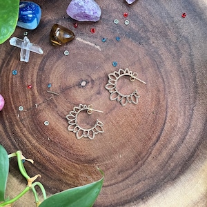 Golden Sun Hoop Earrings: Fae Cottagecore Jewelry