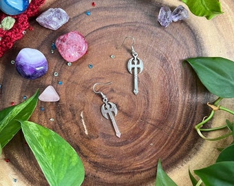Fantasy Battle Axe Earrings: Zinc Alloy D&D Jewelry