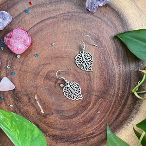 Fantasy Leaf Earrings: Silver Elven Cottagecore Jewelry