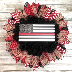 Thin Red Line Firefighter Door Wreath