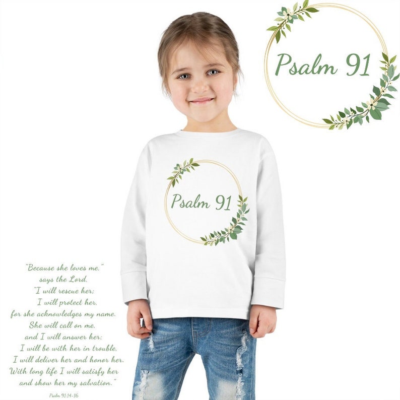Psalm 91 Little Girl Christian Toddler Long Sleeve Tee Bible Etsy