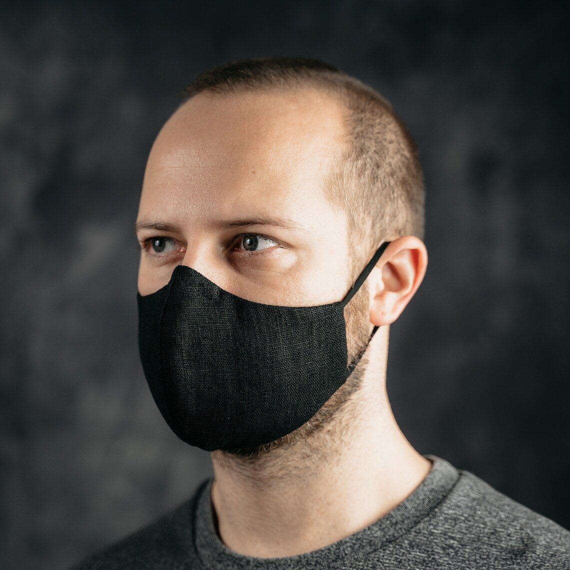 Black Linen Face Mask Handmade No Fog Premium Quality Etsy