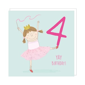 Yay Ballet Four Carte De Vœux | Carte 4e anniversaire fille