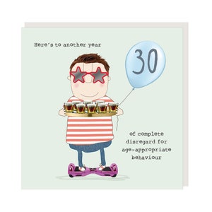 Carte 30e anniversaire garçon mépris