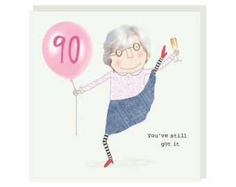 90th Birthday Card girl 90 lo ha ancora capito