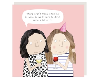 Vitamins In Wine Birthday Card | Funny Birthday Card | Birthday Card for Her