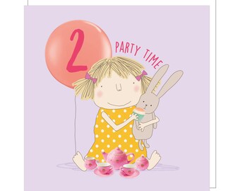 Party Two Card | 2nd Birthday Card Girl