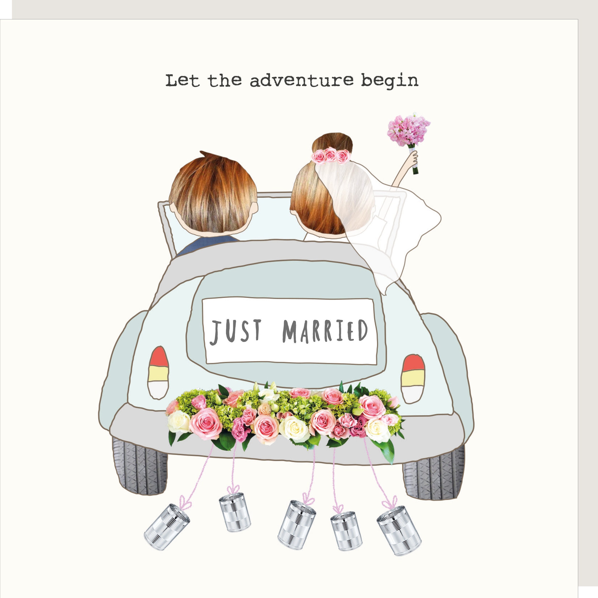 Edition Seidel – Biglietto Di Auguri Per Matrimonio Con Busta, Design “Just Married Wedding Auto”, Formato 11,5×17 Cm, Stampato In Germania