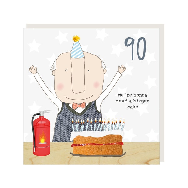 90th Birthday Card boy 90 cake