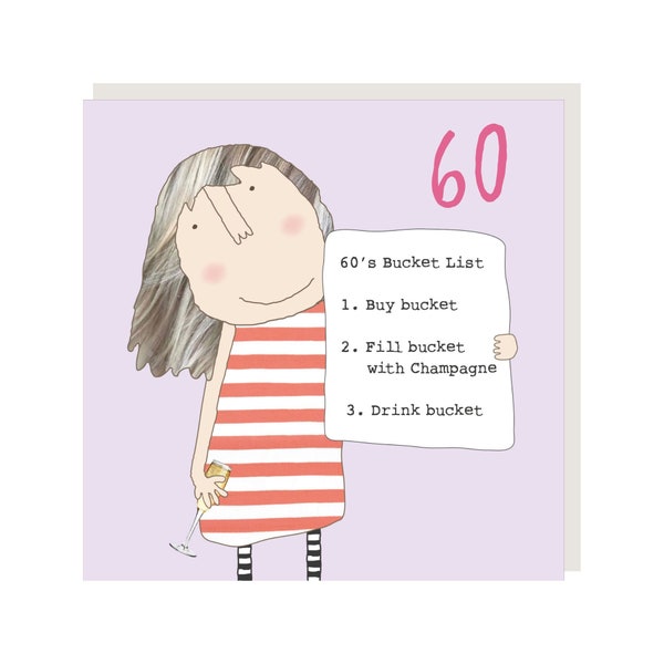 60th Birthday Card girl 60 bucket