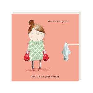 Fighter pensant à vous carte de vœux | Carte bien-être | Carte de rétablissement