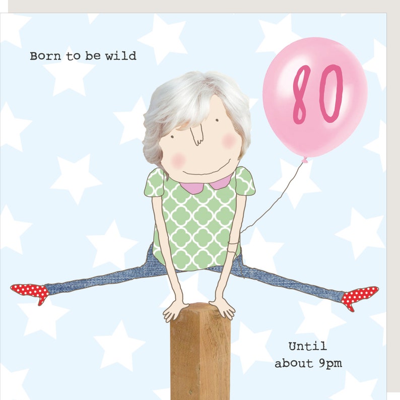 80th Birthday Card girl 80 wild image 3