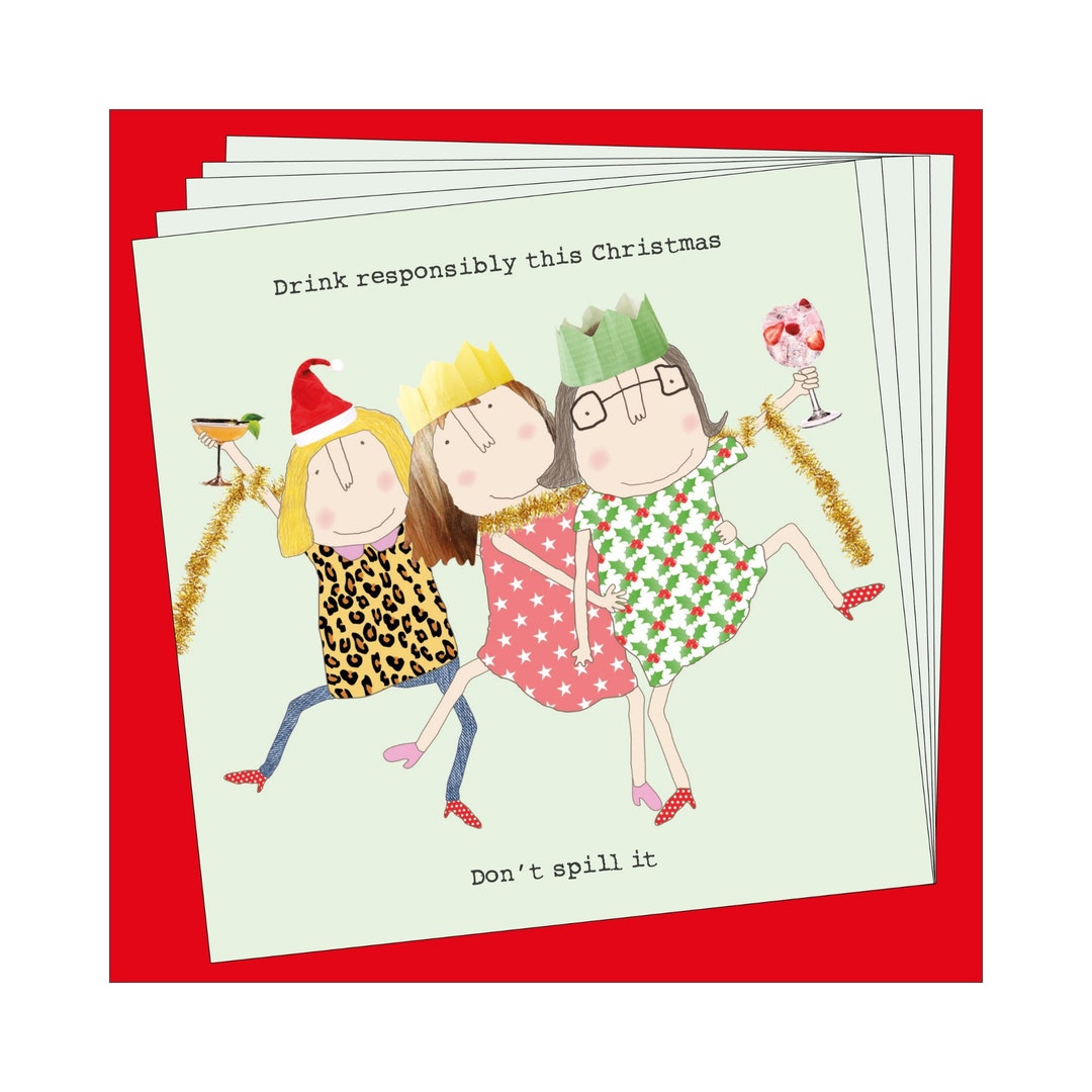 Don't Spill It Funny Christmas Card Pack Charity Set of 8 Cards Etsy UK