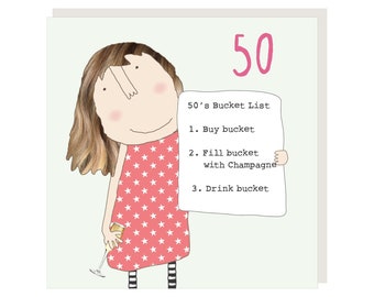 50th Birthday Card girl 50 bucket list