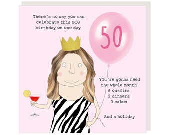 50th Birthday Card For Her | Girl 50 Bday Holiday