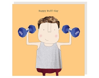 Funny 'Buff-day' Birthday Card for Him