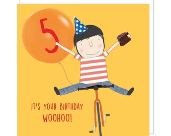 Bike Five Card | 5th Birthday Card Boy