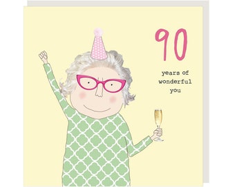 Funny 90th Birthday Card For Her, Celebration Design