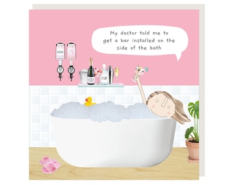 carte d'anniversaire de bar de bain | Carte d'anniversaire amusante pour elle