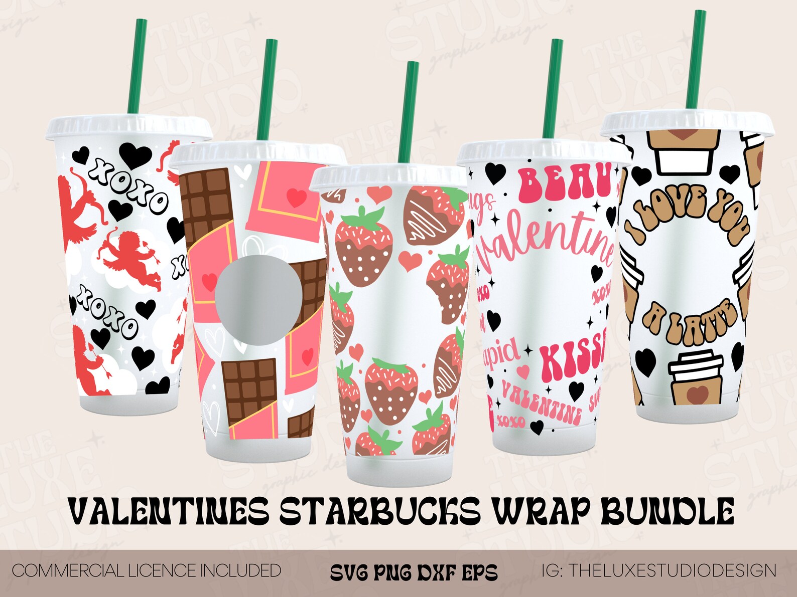 Valentines Day Starbucks Cup Wrap Svg Bundle Venti Hole and Etsy
