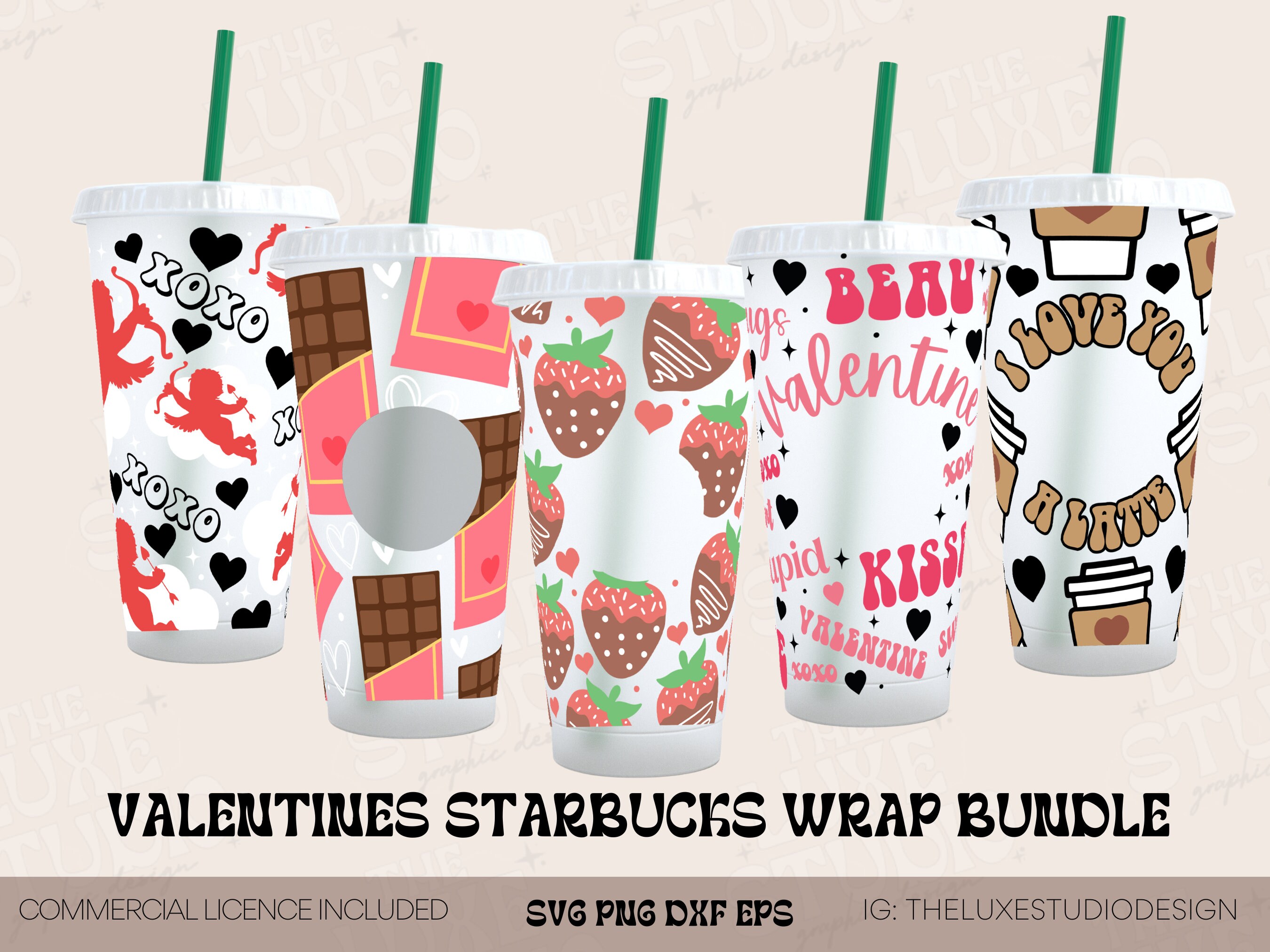 Valentines Day Starbucks Cup Wrap Svg Bundle Venti Hole and Etsy